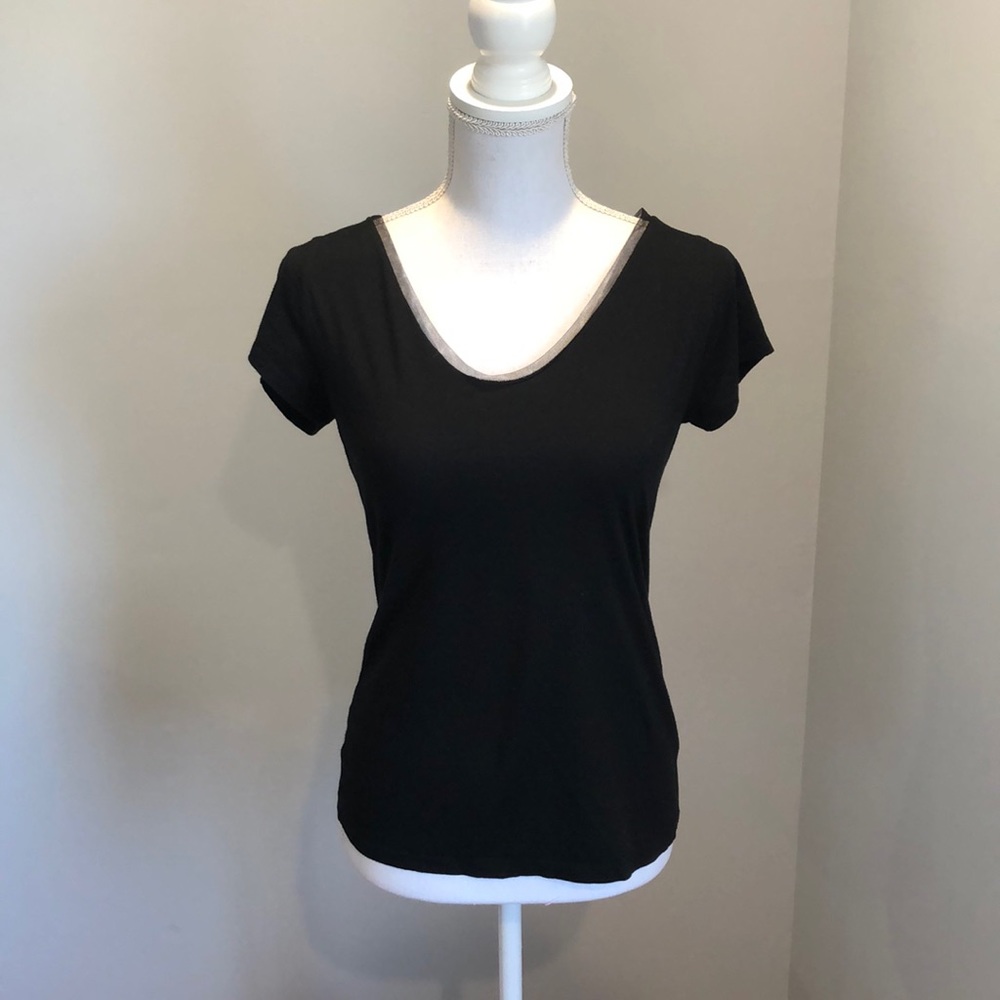 Black Tee with neckline accent